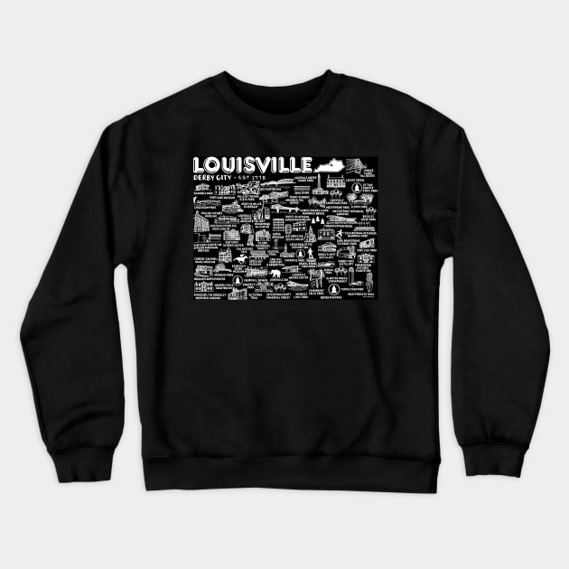 Louisville KY Map Crewneck Sweatshirt by fiberandgloss